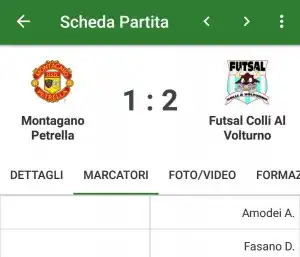 tabellino match futsal