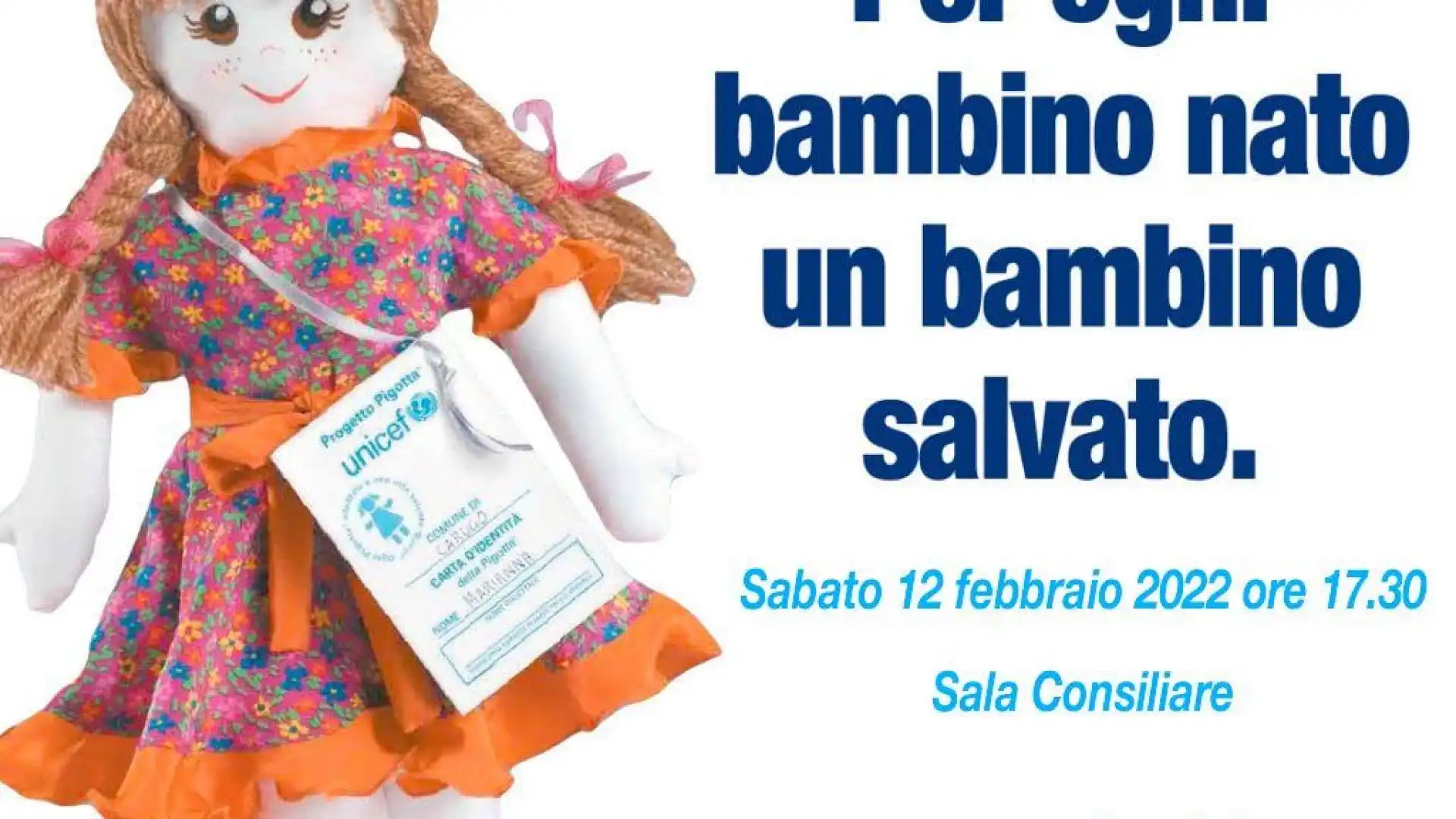 Macchia d’Isernia: l’Amministrazione comunale aderisce al progetto dell’Unicef “Per Ogni bambino nato un bambino salvato”.