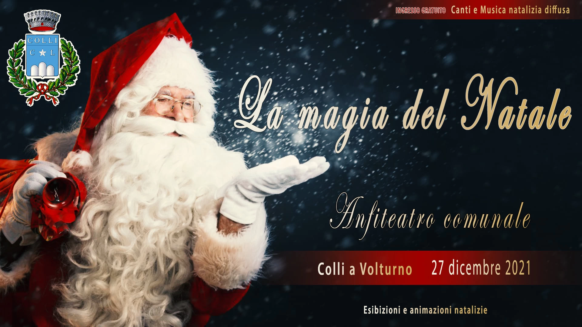 Colli a Volturno: la Magia del Natale il prossimo 27 dicembre incanterà l’anfiteatro comunale.