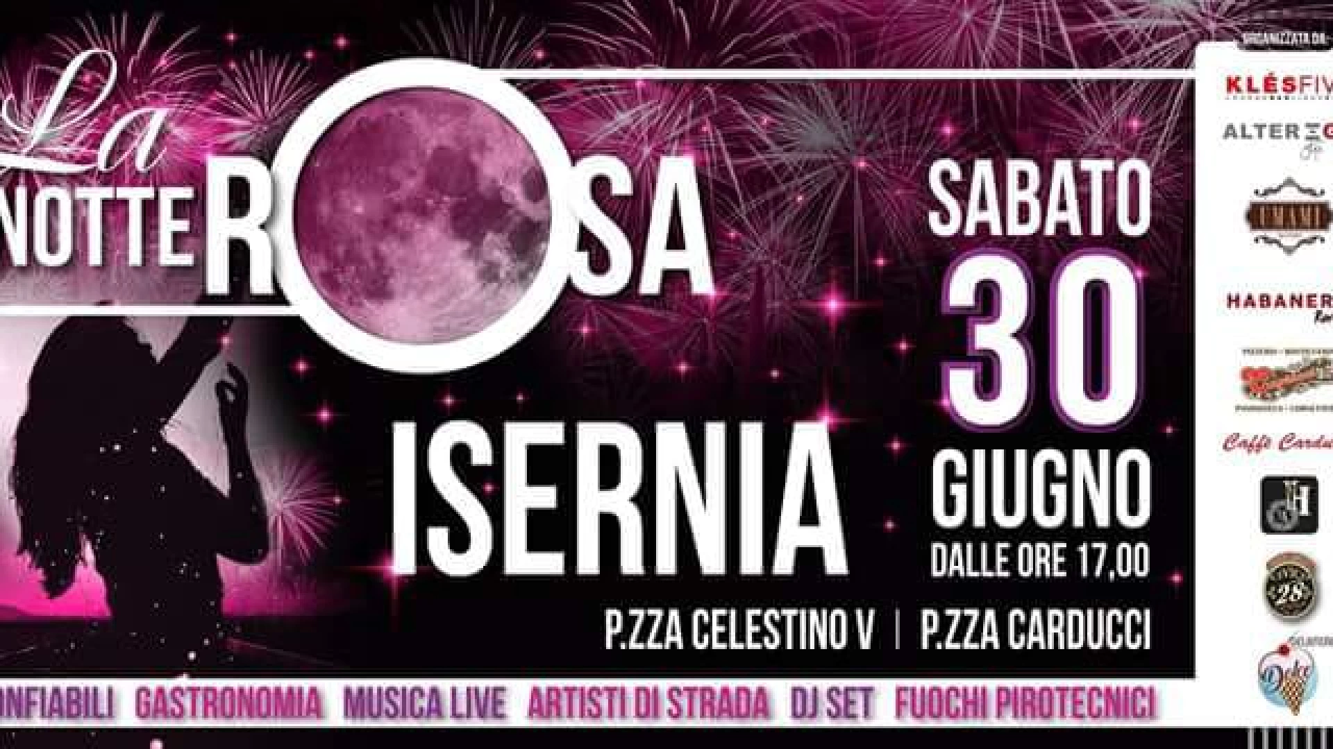 Isernia: torna la Notte Rosa. Sabato 30 giugno eventi in piazza Celestino V e piazza Carducci.