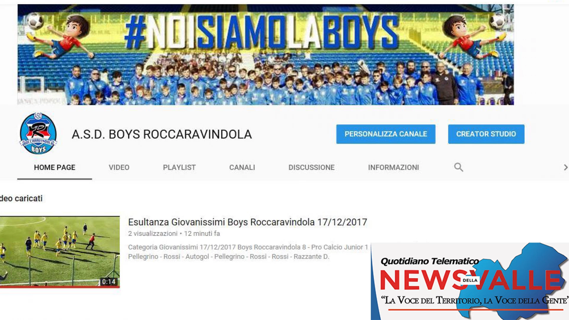 Calcio giovanile: l’Asd Boys Roccaravindola sbarca anche su You Tube. Il canale dedicato ai video degli allenamenti e alle partite.