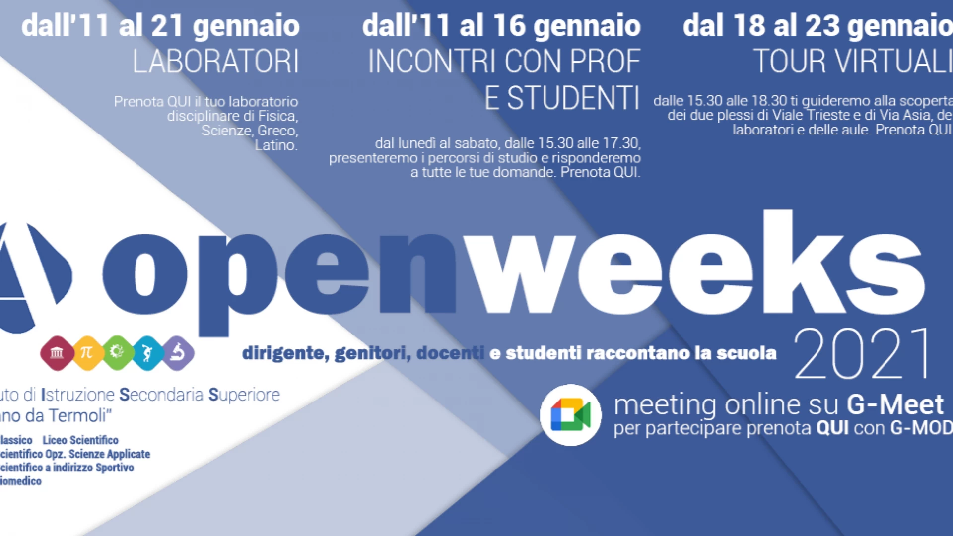 Termoli: all'Istituto Alfano al via gli Open weeks