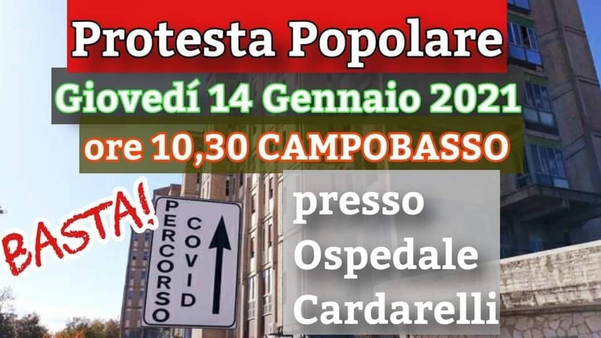 Manifestazione popolare al Cardarelli di Campobasso per giovedì 14 gennaio. Il coordinamento delle sinistre di opposizione aderisce.