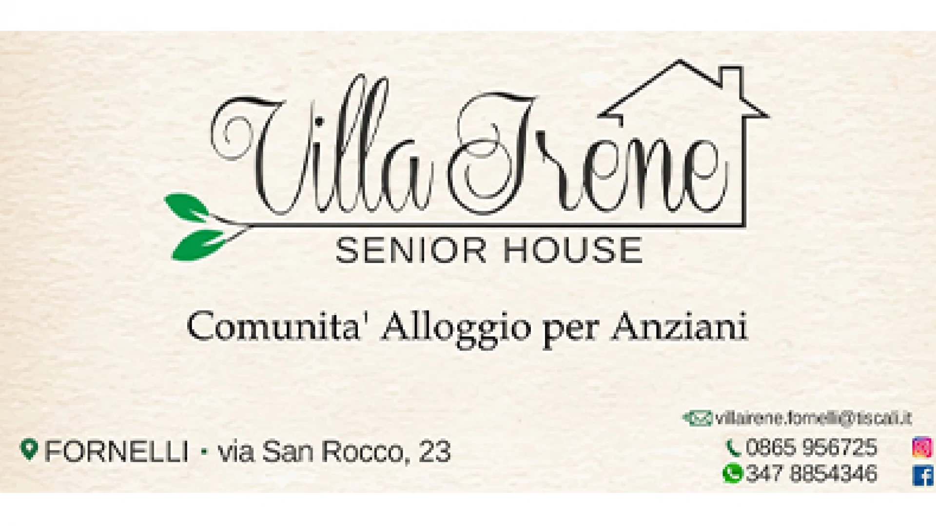Fornelli: a Villa Irene cordialità, professionalità e servizi innovativi per un soggiorno di qualità per gli anziani.