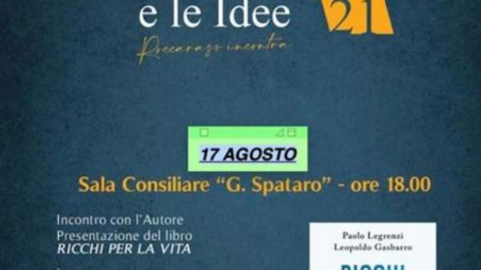 Roccaraso: "Ricchi per la vita", questa sera la presentazione del volume di Leopoldo Gasbarro e Paolo Legrenzi