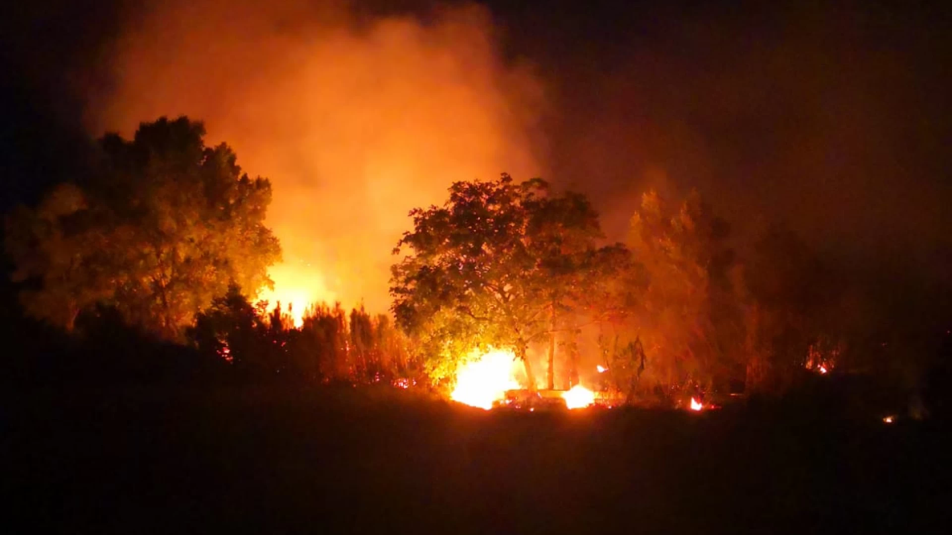 Roccaravindola: vasto incendio in serata sulle sponde del Volturno. Impegnati Vigili e Carabinieri Forestali.