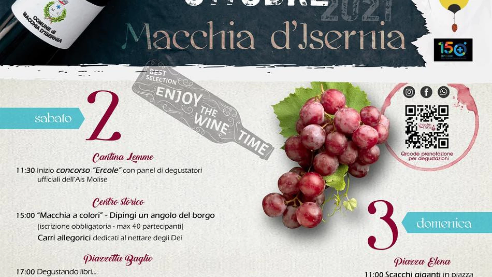 Macchia di Vino: nel fine settimana a Macchia d’Isernia l’esaltazione del vino e dei sapori. Il programma completo.