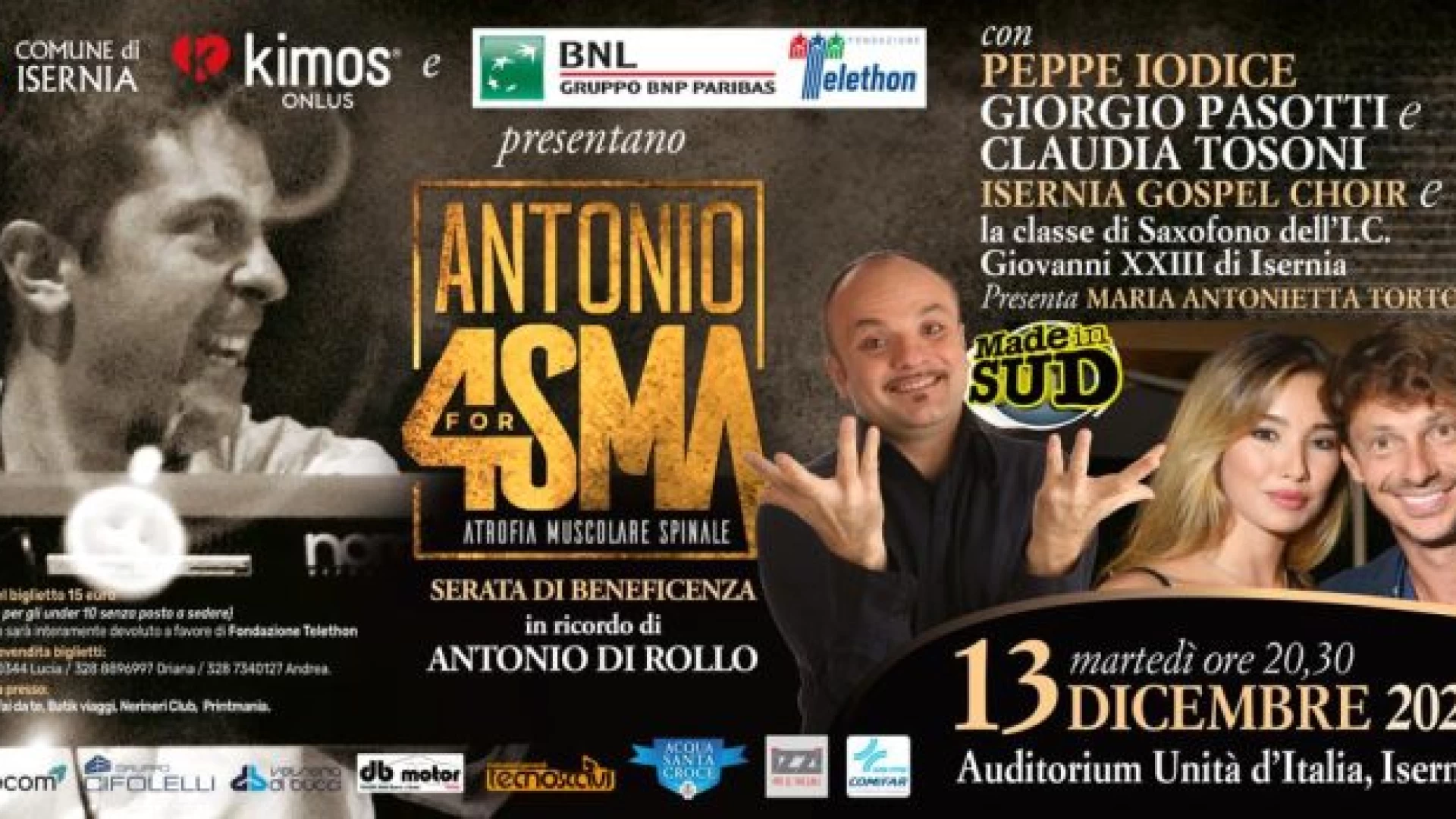 Antonio4SMA 2022, sold out per l’evento benefico Telethon ad Isernia