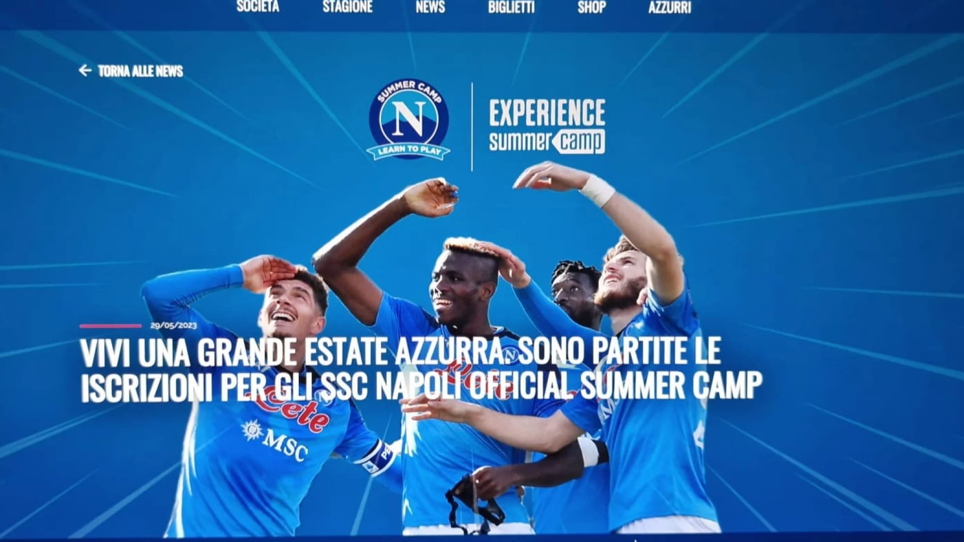 Esclusiva Newsdellavalle: Summer Camp per i piccoli tifosi del Napoli nel ritiro di Castel Di Sangro