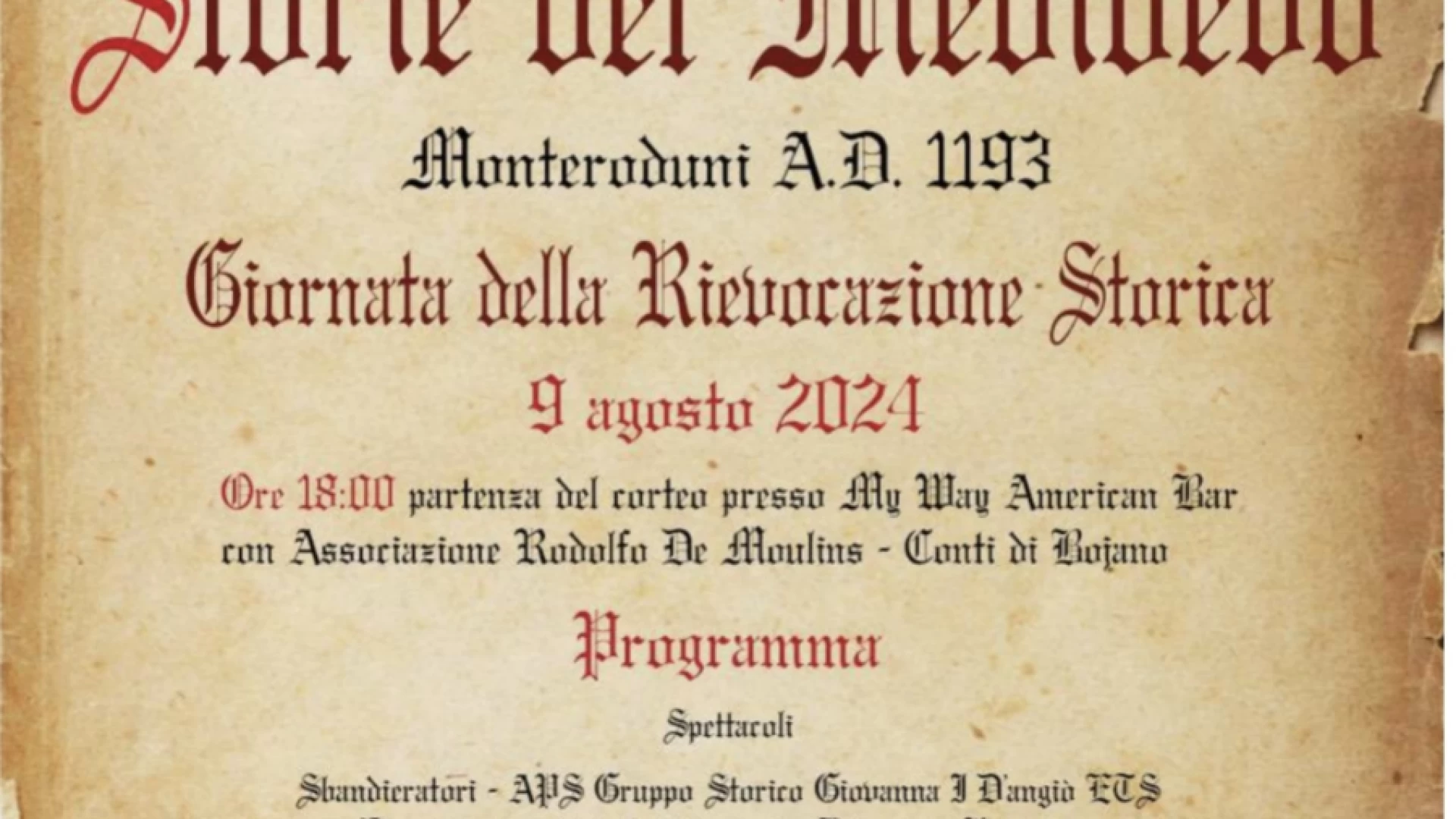 Monteroduni: torna la rievoczi storica. La seconda edizione in programma il 9 agosto.