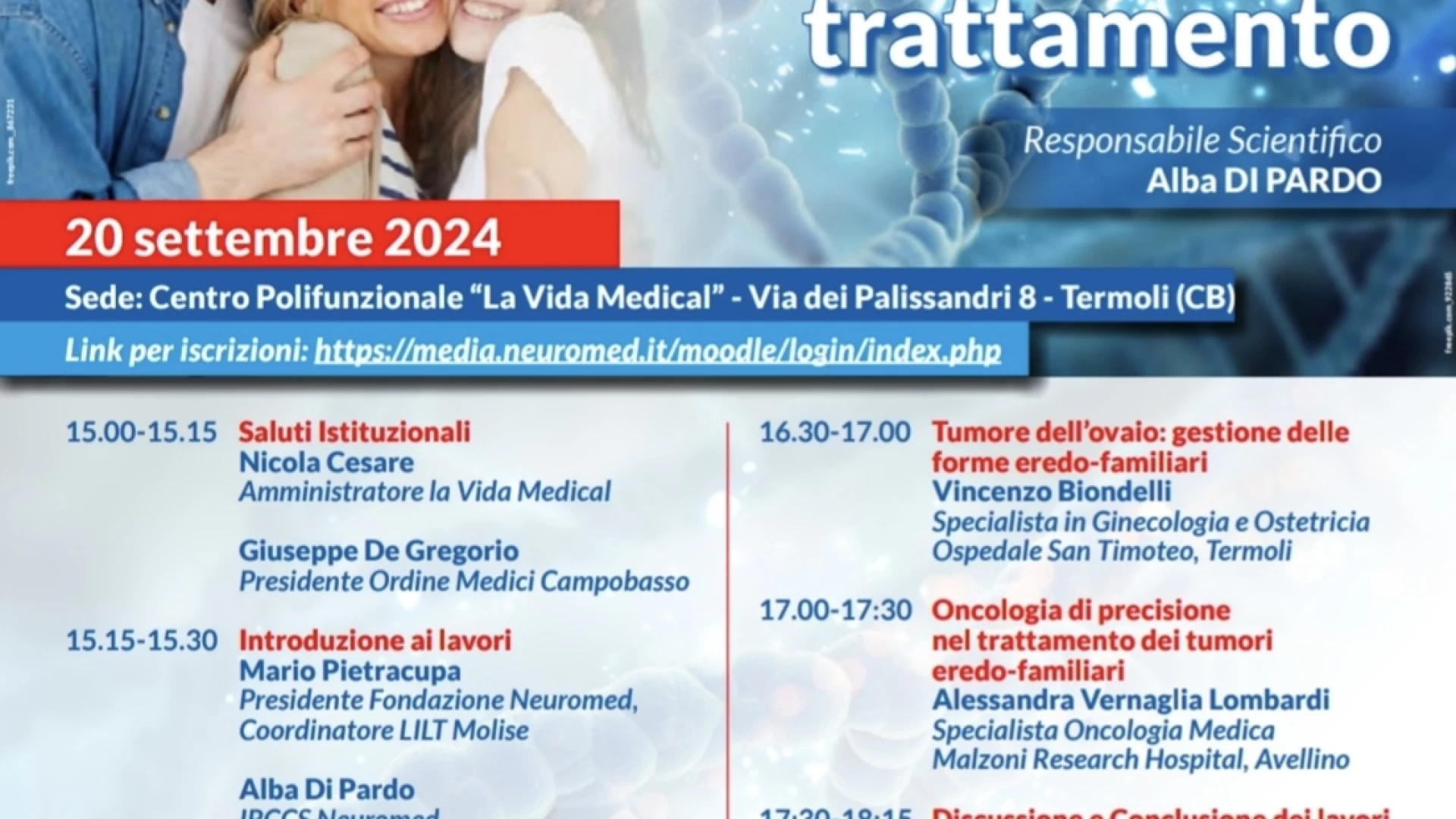 Tumori eredo-familiari L’I.R.C.C.S. Neuromed promuove un convegno sulle ultime novità in materia di diagnosi, trattamento e prevenzione