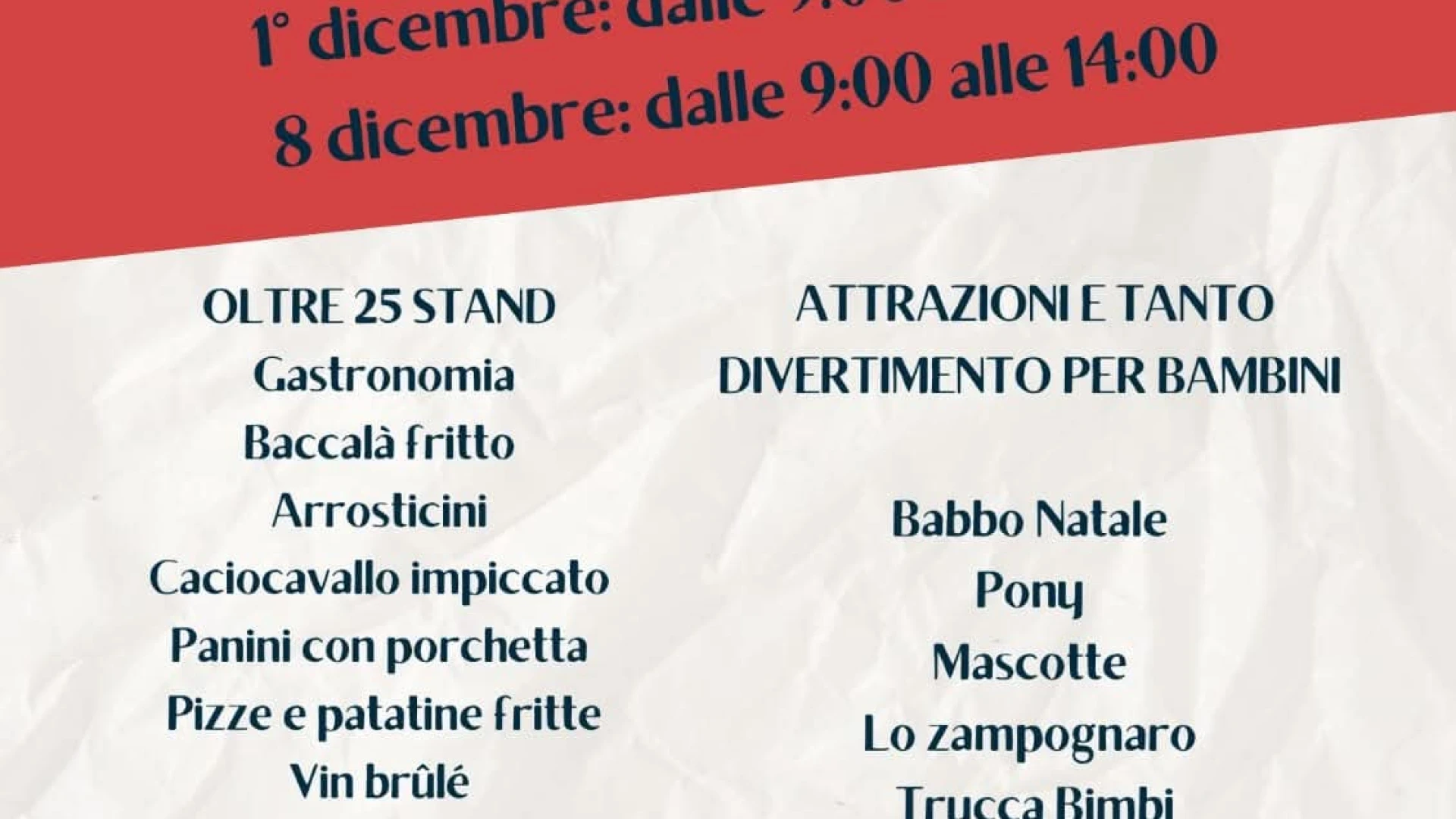 Colli a Volturno: domenica 1 ed 8 dicembre l'edizione 2024 dei mercatini di Natale.