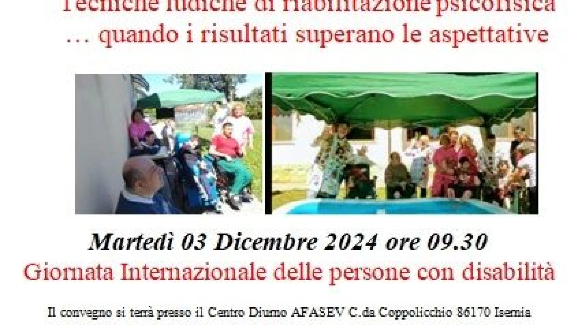 Giornata internazionale delle persone con disabilita’. Martedì 3 dicembre il convegno dell’Afasev di Isernia.