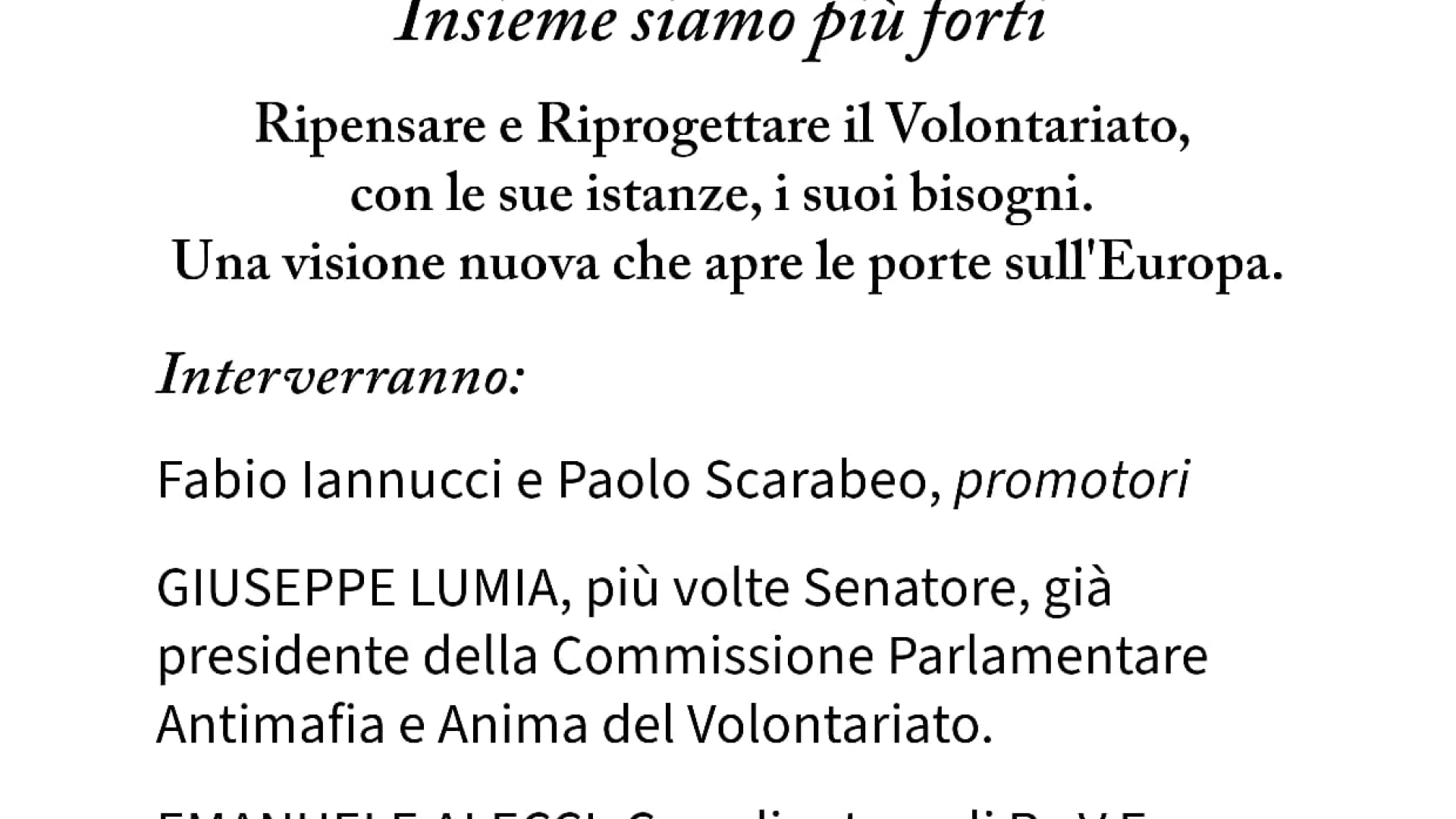 Verso una Rete Europea del Volontariato. Un convegno per ripensare e rilanciare il volontariato in chiave europea