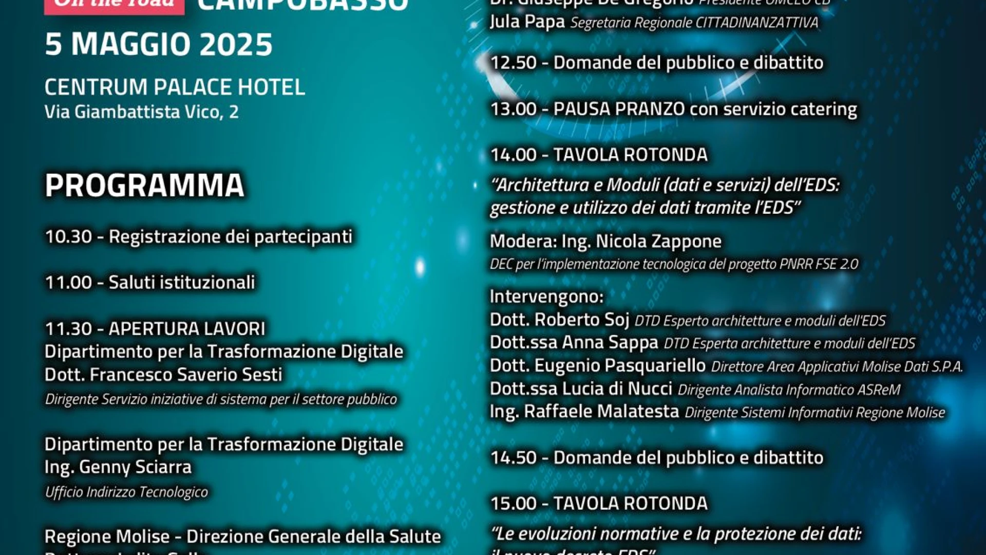 “Ecosistema dati sanitari”: Il Fascicolo Sanitario Elettronico per modernizzare la sanità Roadshow regionale, al Centrum Palace di Campobasso, lunedì 5 maggio 2025