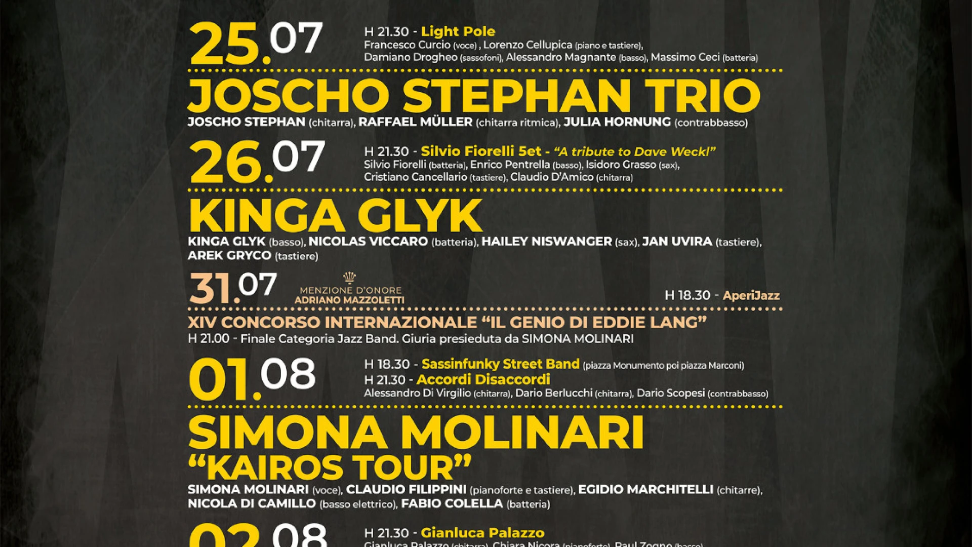 Monteroduni: dal 25 luglio al 3 agosto l'Eddie Lang Jazz Festival. Il programma completo dell'evento.
