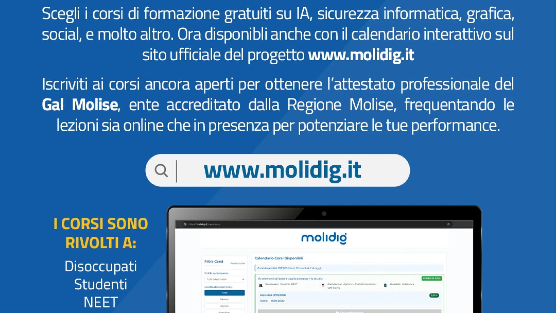 Agnone si connette al futuro, aprile dedicato alle competenze digitali con il progetto MoliDIG