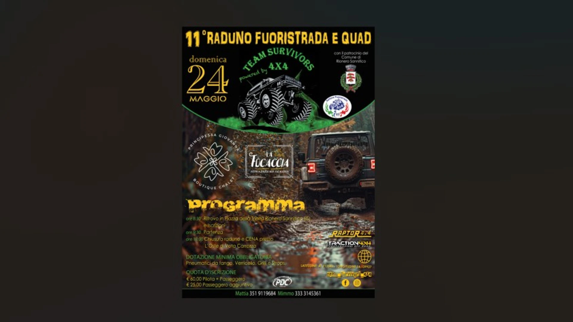Rionero Sannitico: domenica 24 maggio appuntamento l’undicesima edizione del raduno Fuoristrada e Quad.