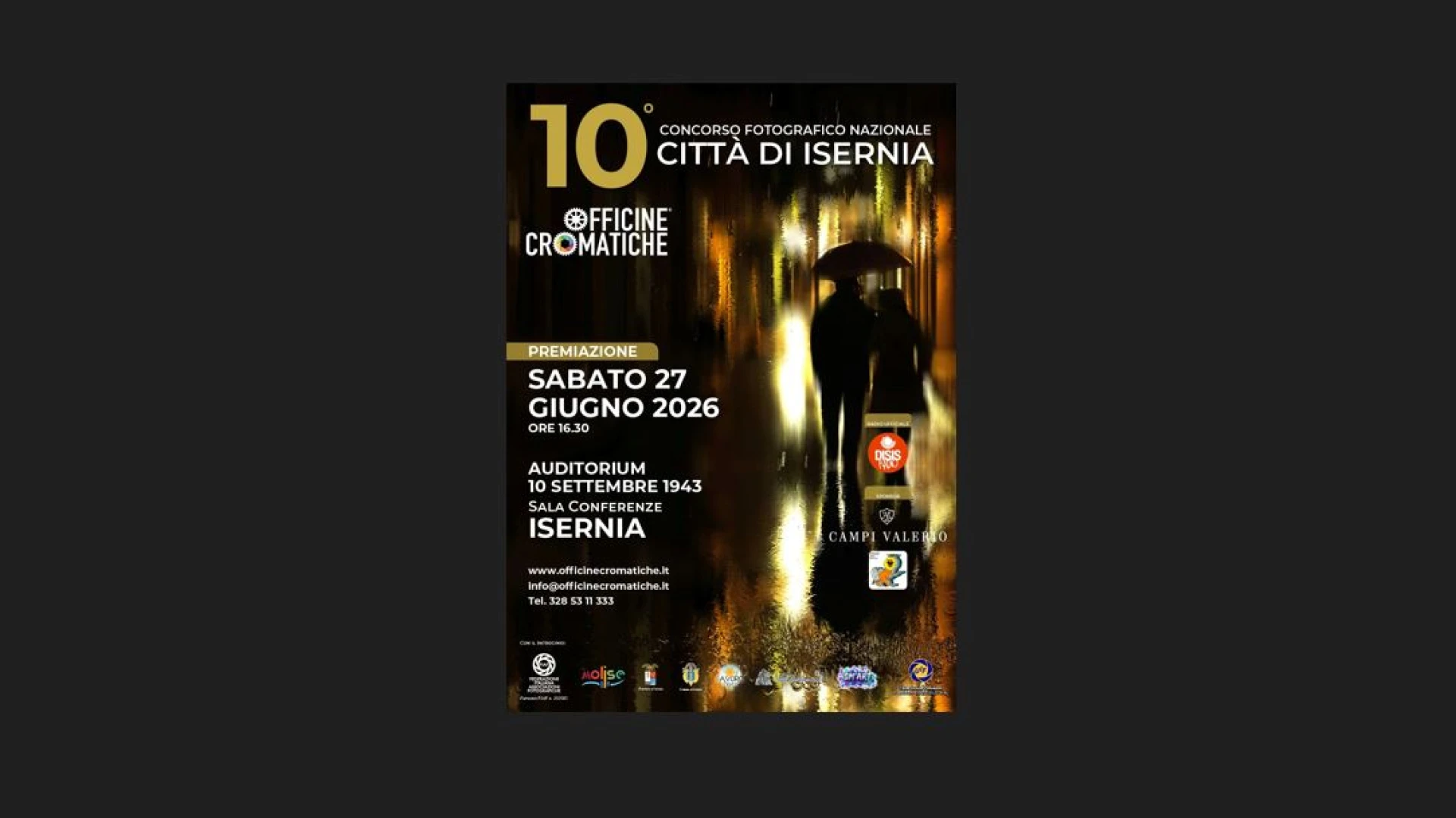 10° Concorso Fotografico Nazionale “Città di Isernia”,   sabato 27 giugno 2026 la premiazione