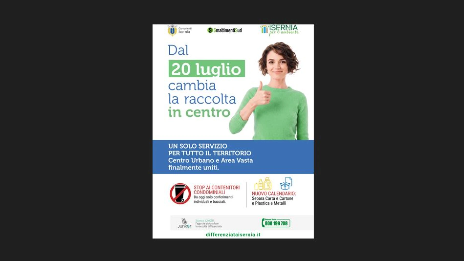 Comune di Isernia e Smaltimenti Sud: dal 20 luglio cambiano le modalità di conferimento della raccolta differenziata