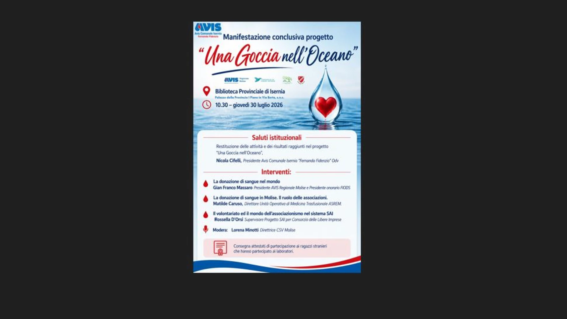 Donazione di sangue, volontariato e inclusione: a Isernia un convegno per costruire una comunità più solidale