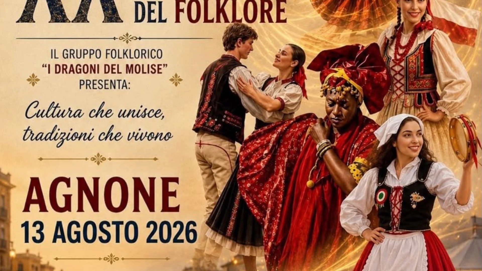 Agnone torna a parlare la lingua del folklore: al via la xx edizione del festival internazionale il 13 agosto 2026