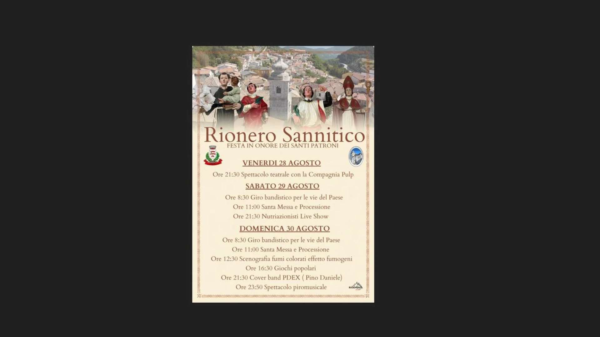 Rionero Sannitico: un paese in festa per i suoi amati santi. Il programma delle feste patronali edizione 2026.