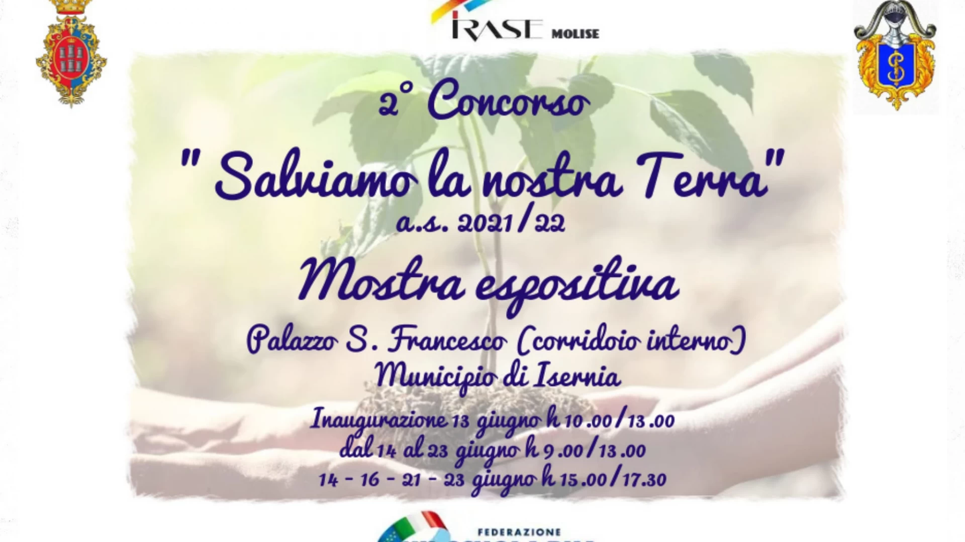 Isernia: da lunedì 13 giugno a Palazzo San Francesco la mostra legata al secondo concorso “Salviamo la nostra terra”.