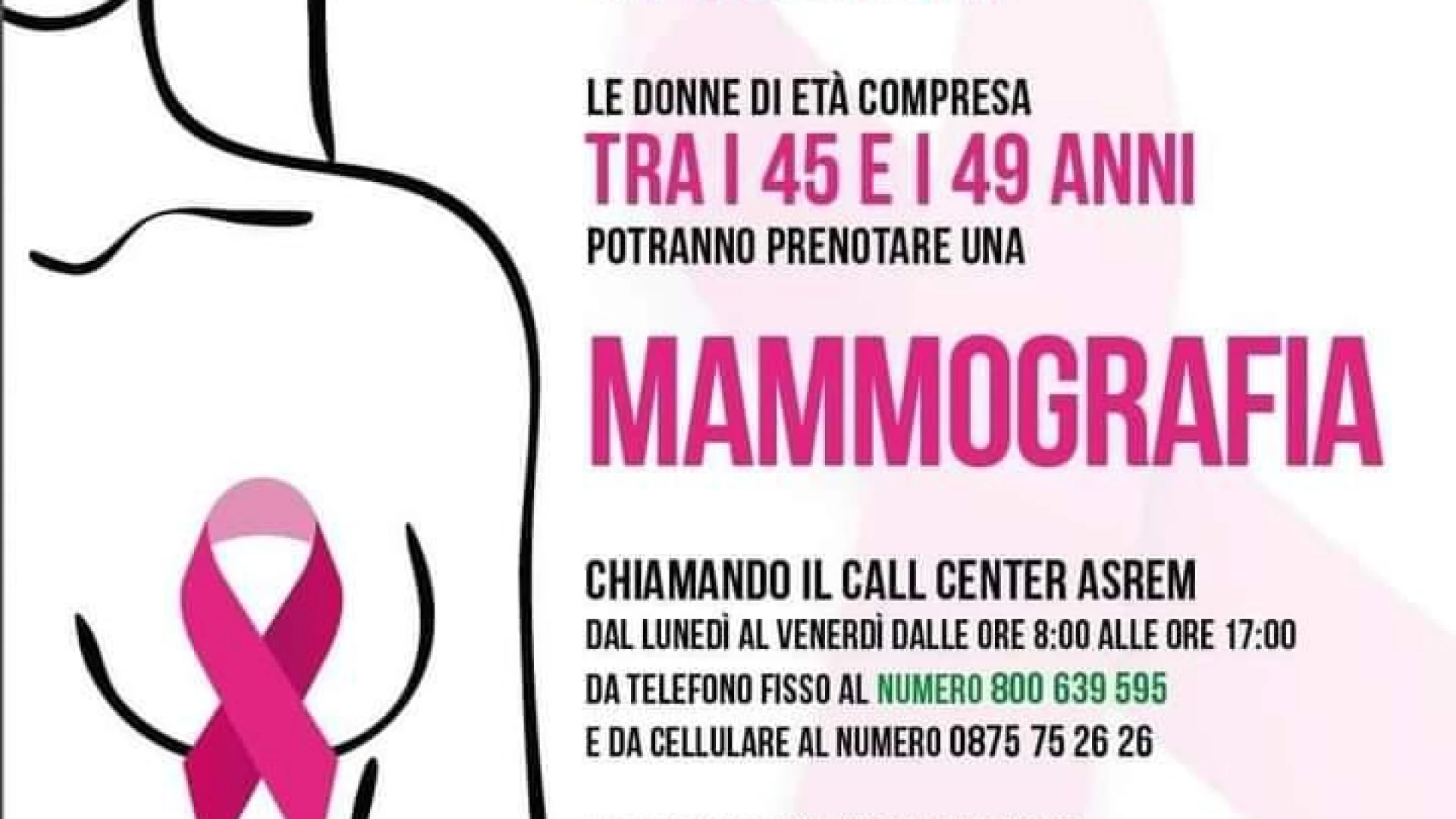 Molise: continua la campagna nazionale per la prevenzione al seno denominata “Nastro Rosa”.