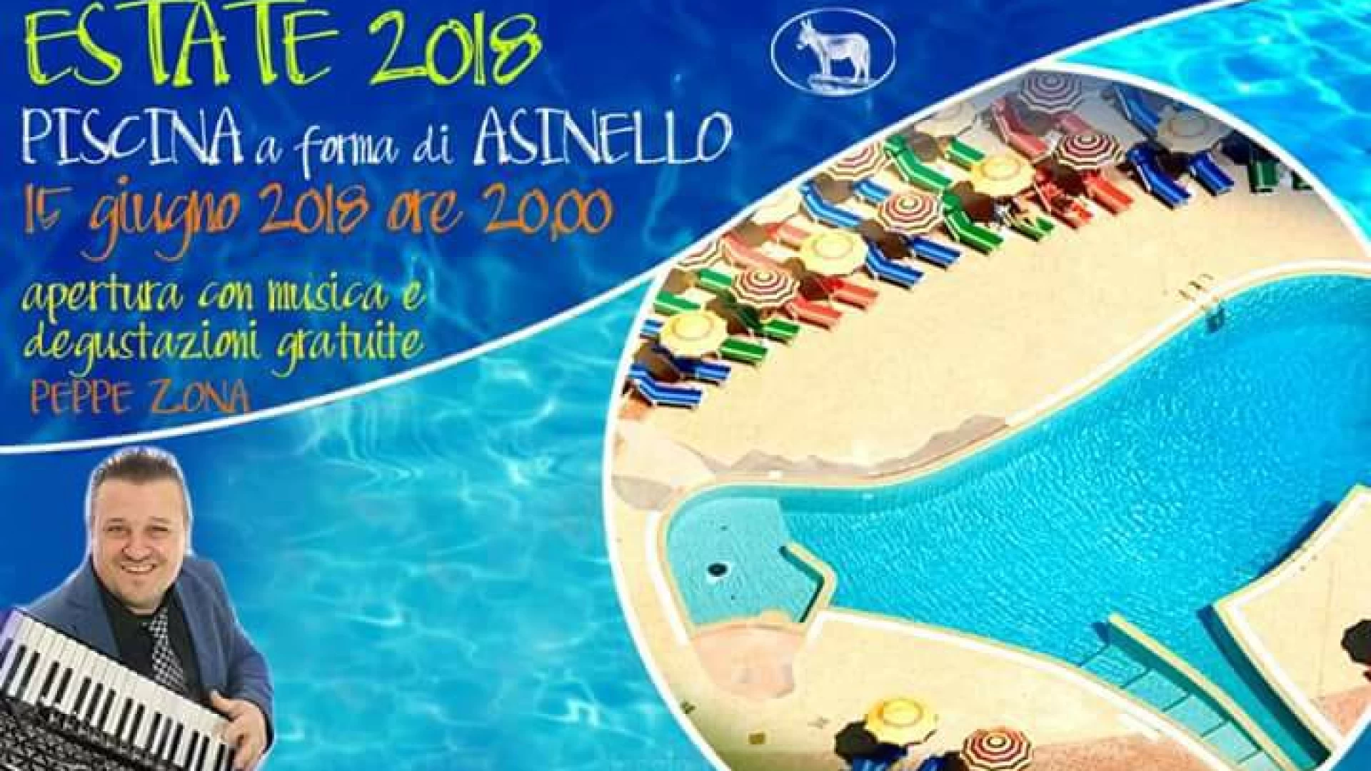 Al Villaggio Rurale “Le Sette Querce” al via la stagione estiva. Venerdì 15 giugno l’inaugurazione della piscina  a forma di asinello. Ricco il programma dell’estate 2018 che verrà svelato nei prossimi giorni.