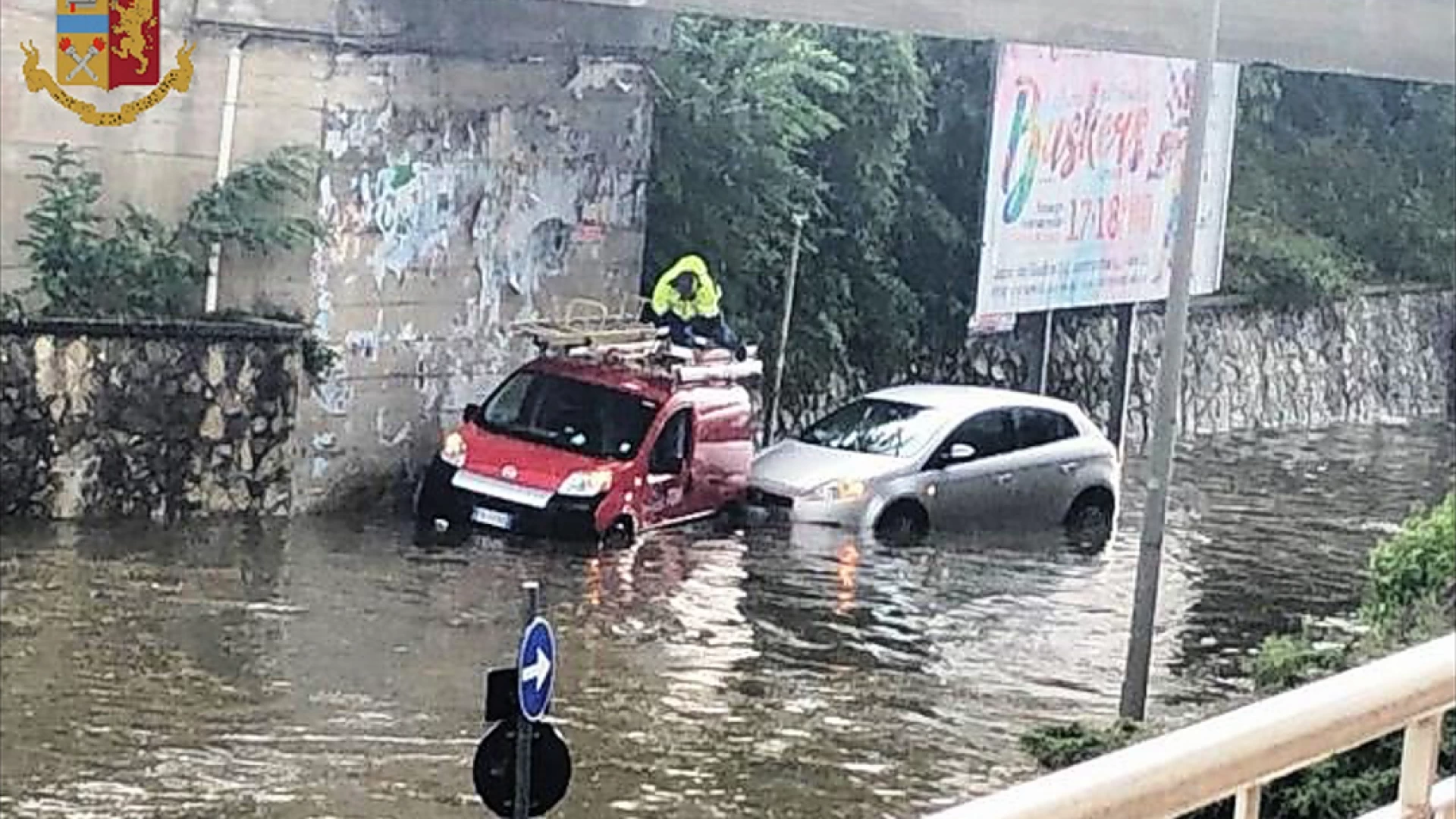 Isernia: diversi gli interventi ieri pomeriggio della Polizia durante la bomba d'acqua