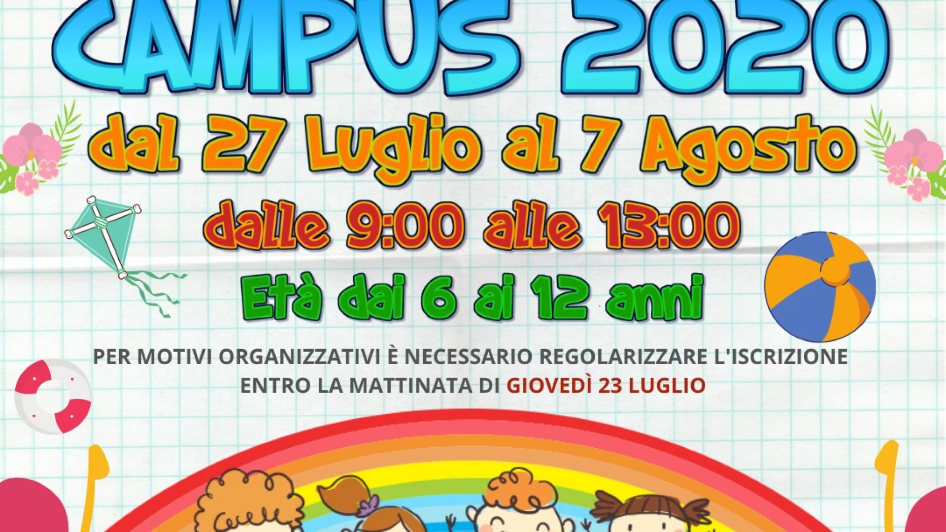 Colli a Volturno: dal 27 luglio il campus estivo organizzato da Forza Giovane.