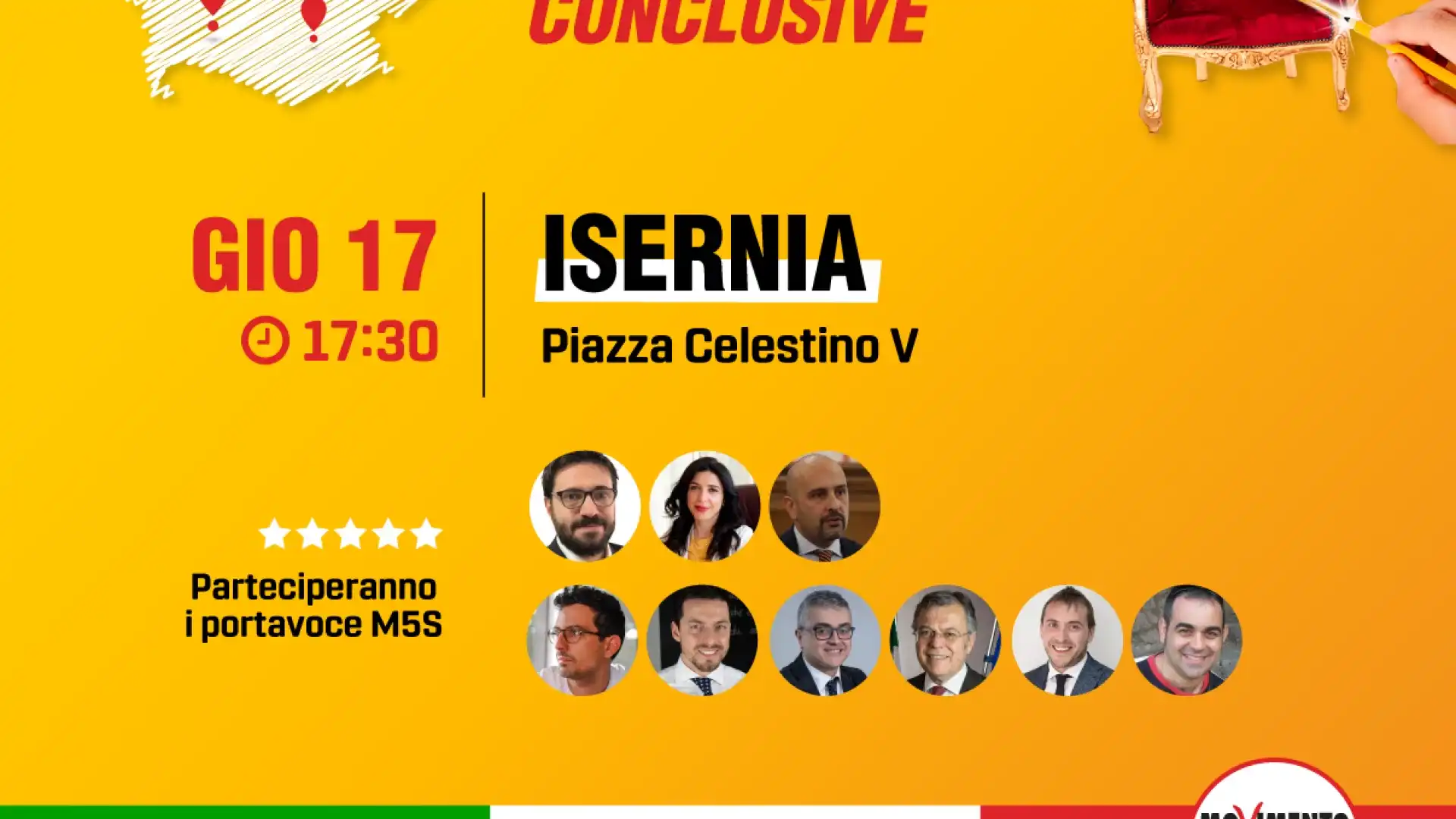 Isernia: giovedì 17 settembre incontro in Piazza Celstino V con il M5S per le ragioni del si al Referendum.