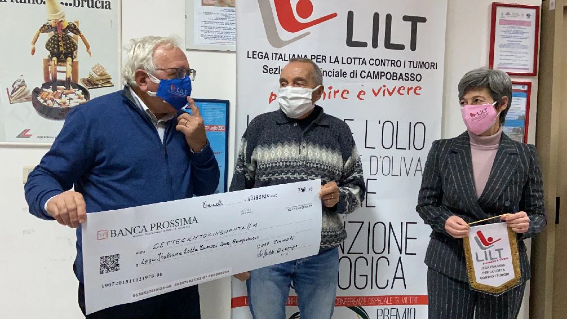 Solidarietà, l'Ugaf dona fondo alla Lilt di Campobasso
