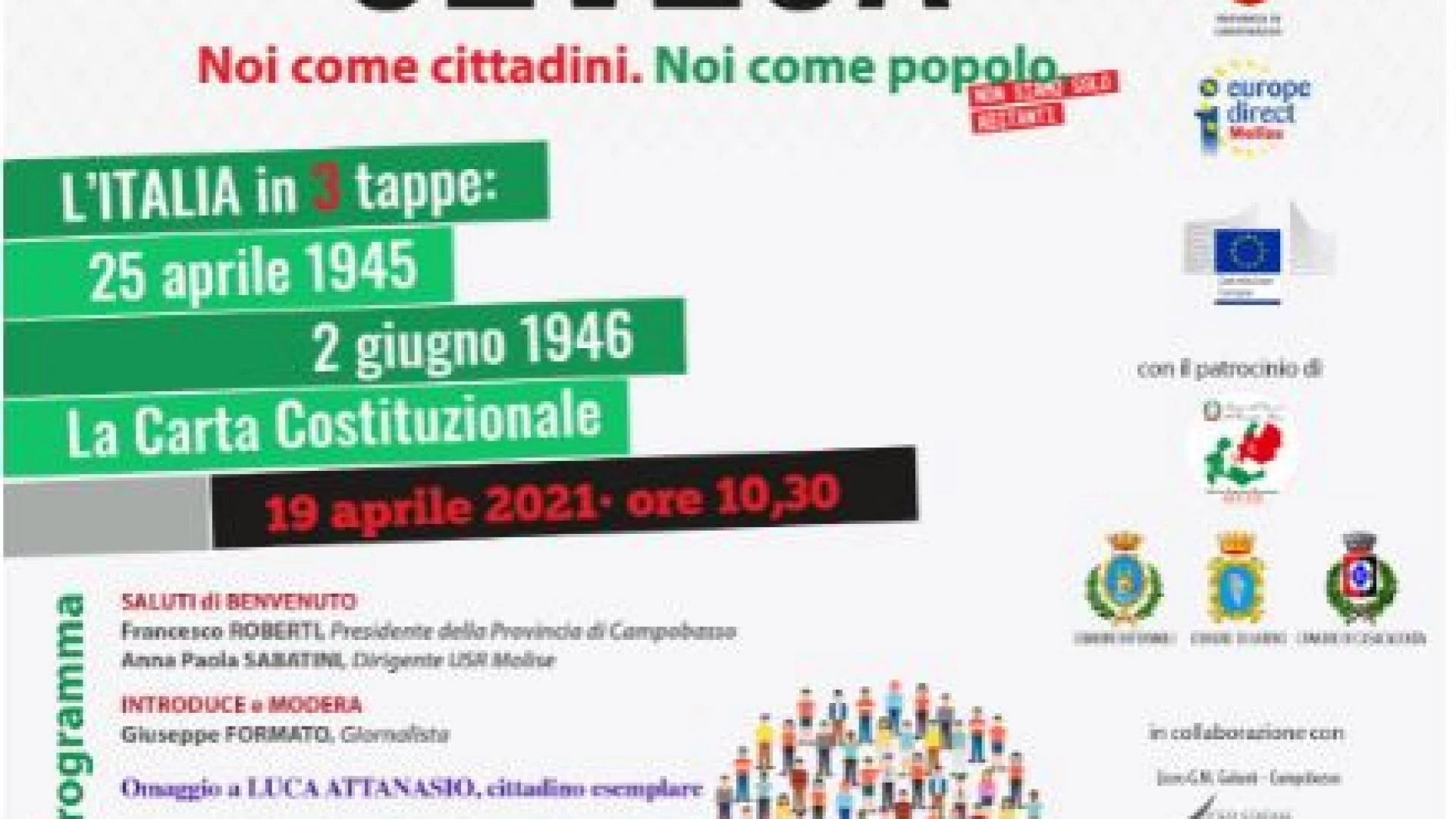 Campobasso: webinar sulle diverse tappe affrontate dall’Italia dal 25 aprile alla Costituzione. Evento Promosso dalla Provincia.