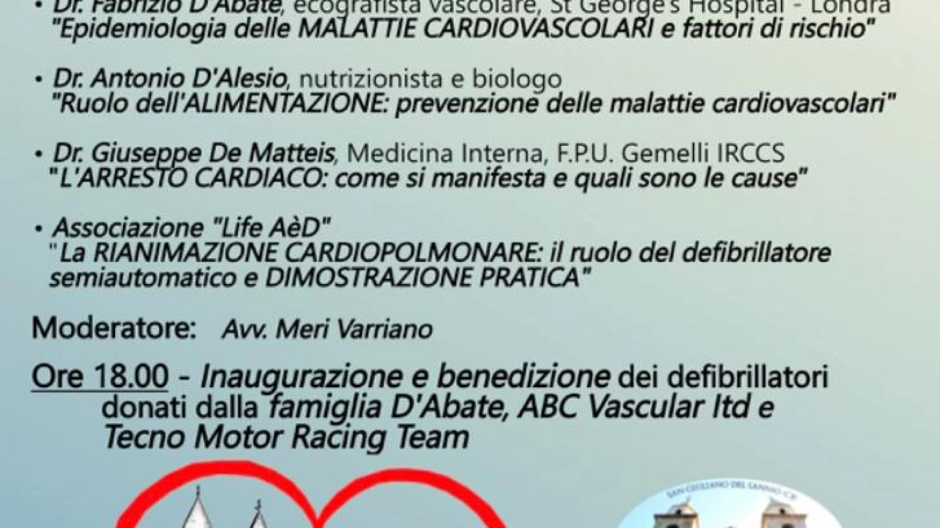 San Giuliano del Sannio diventa comune cardioprotetto. Domani l’inaugurazione di due postazioni salvavita.
