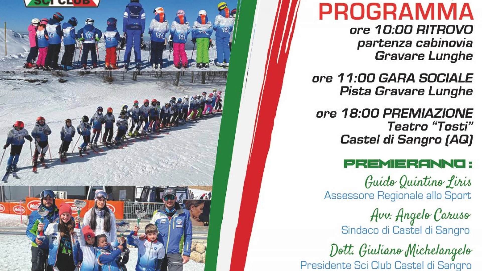 Sci Club Castel Di Sangro, sabato 2 aprile la gara sociale e la conclusione ufficiale della stagione sciistica 2021-22. Al Teatro Tosti le premiazioni.