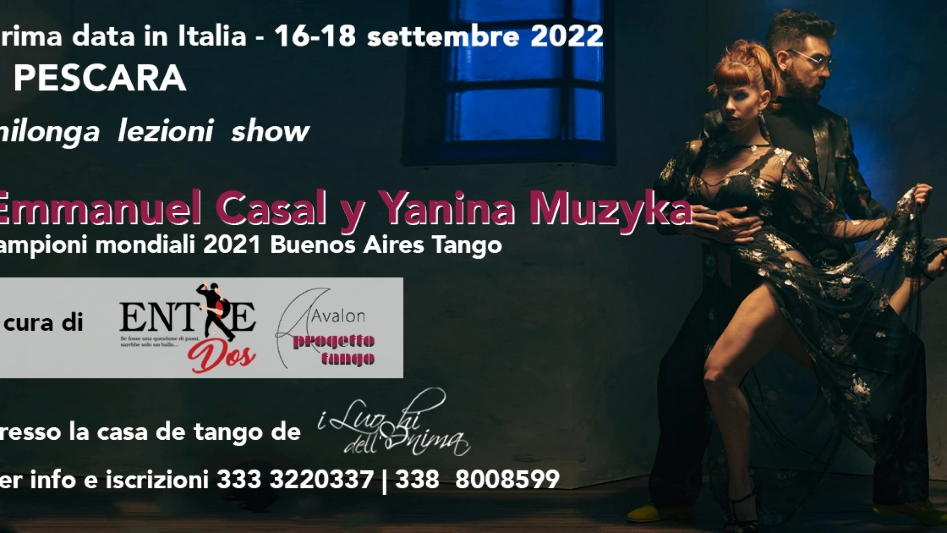 YANINA MUZYKA e EMMANUEL CASAL, i Campioni del Mondo di Tango argentino arrivano a Pescara.