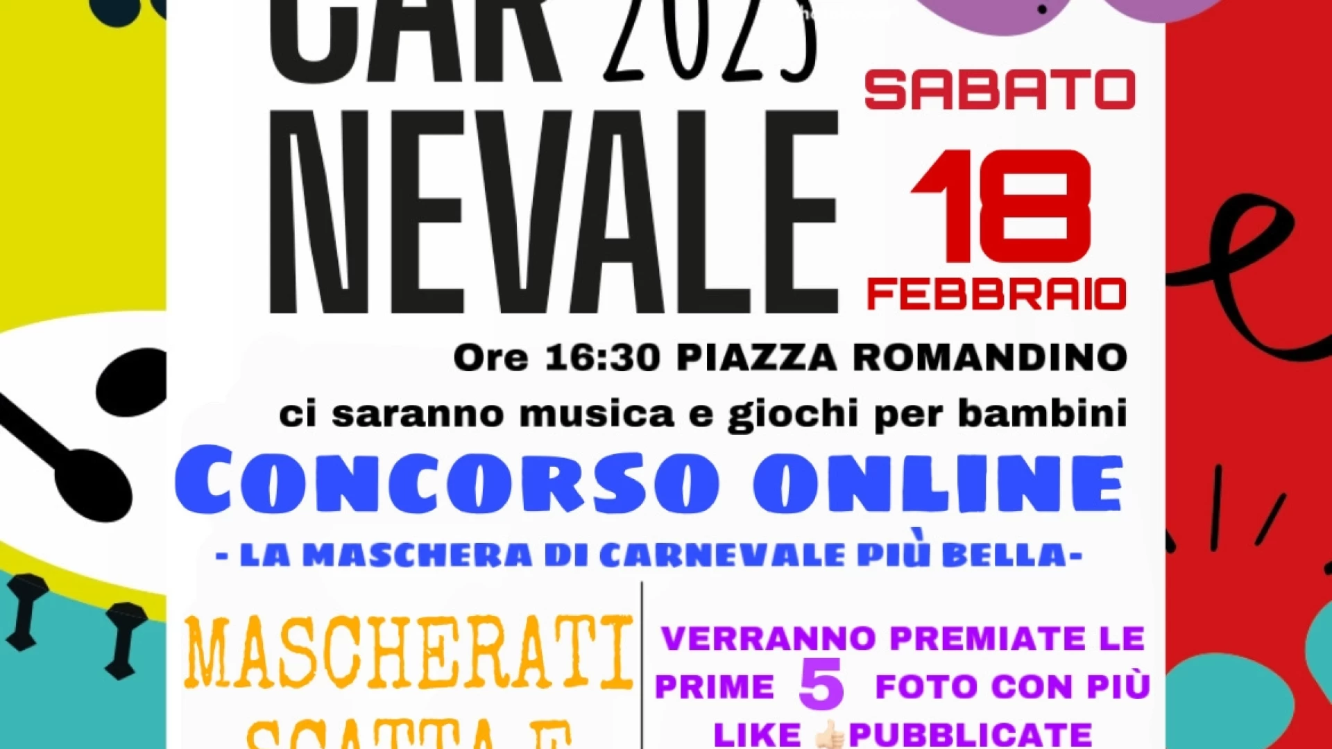 Sesto Campano: domani pomeriggio un "Carnevale" speciale dedicato a grandi e piccini.