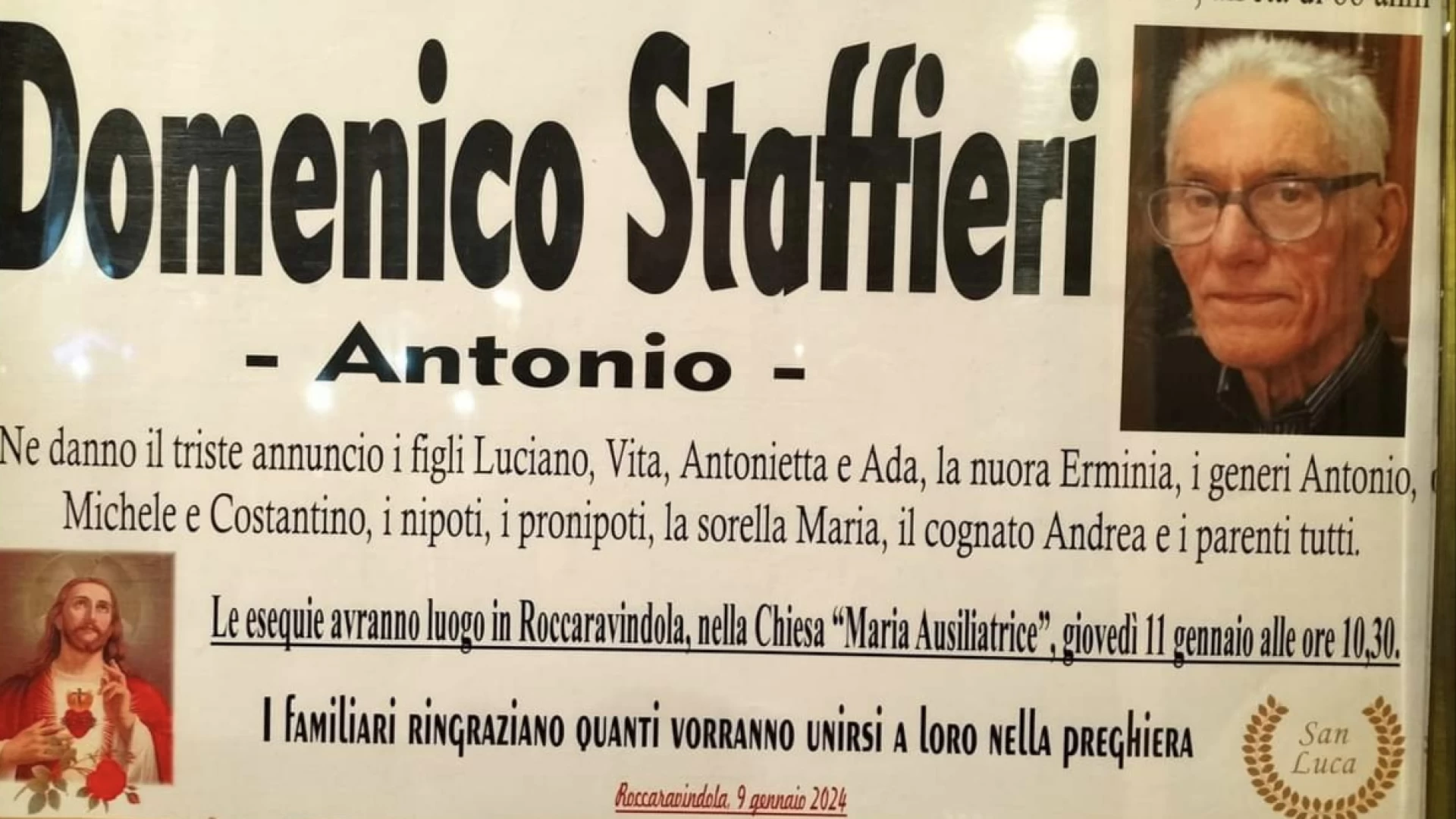 Necrologio: Domenico Staffieri Antonio. Le condoglianze della nostra redazione.
