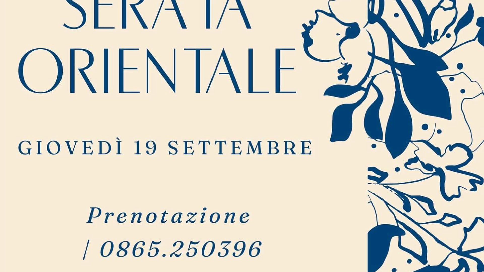 Isernia: serata orientale presso Distinto Ristorante. Appuntamento per giovedi' 19 settembre.