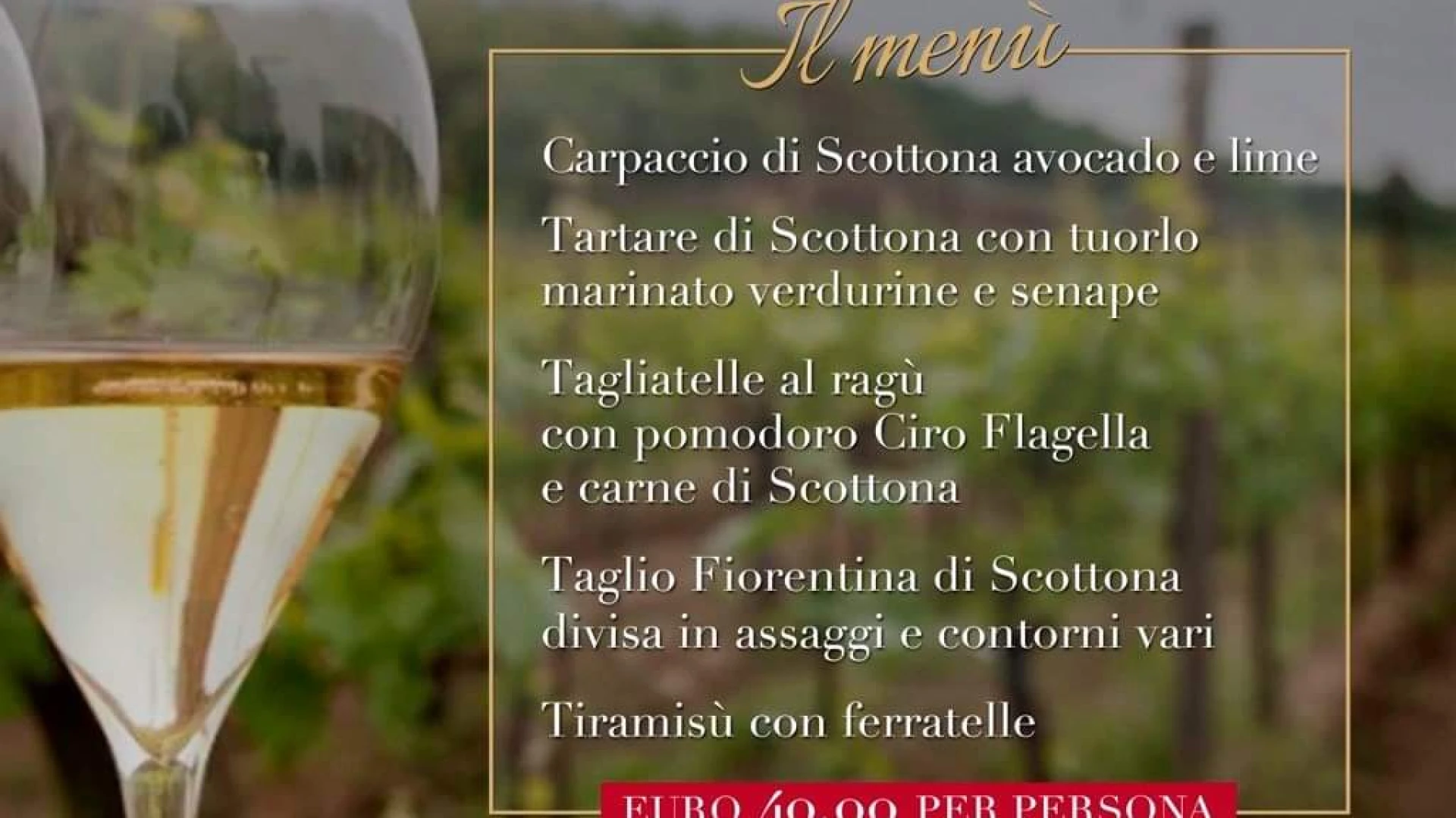 Castel Di Sangro: al Ristorante Le Grill  iL Franciacorta si unisce alla carne scottona italiana. Cena a tema venerdi' 15 novembre