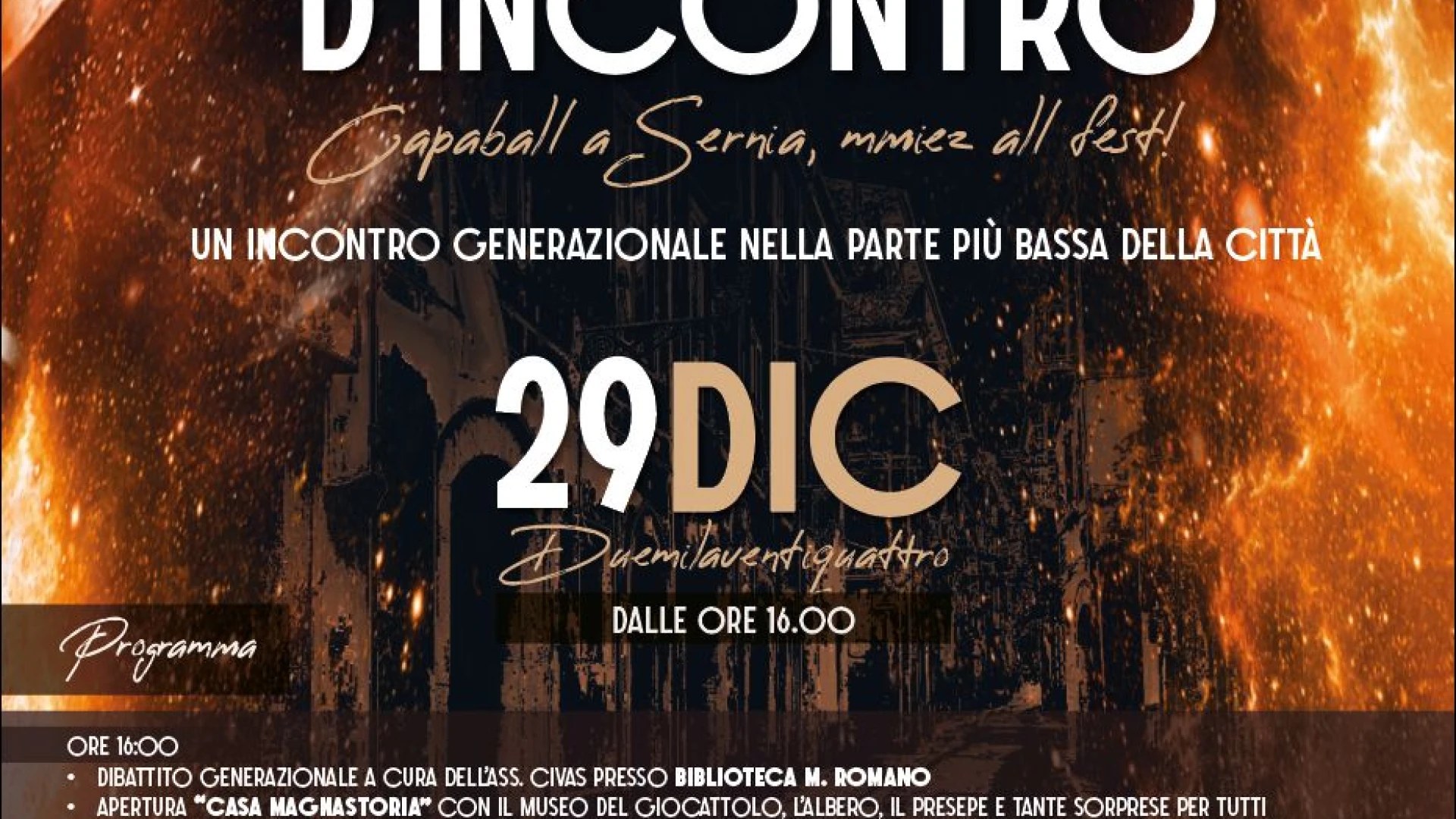 Isernia: il 29 dicembre l’evento denominato “Fuochi d’incontro”.