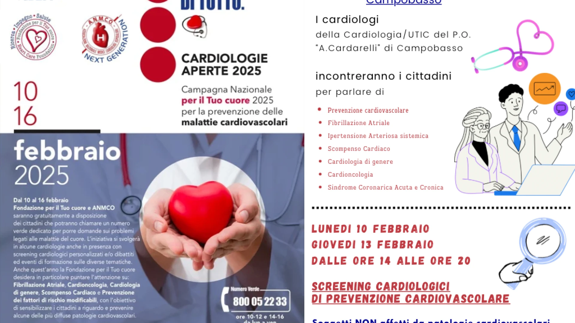 Prevenzione vascolare, in Molise l'iniziativa cardiologie aperte promossa da Asrem Molise.