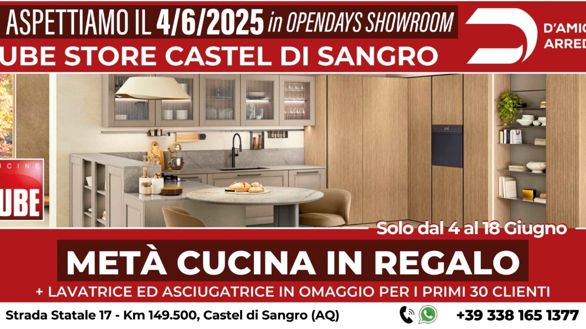 Castel Di Sangro: il gruppo D'Amico Arreda inaugura il Lube Store. Appuntamento previsto per mercoledi' 4 giugno.