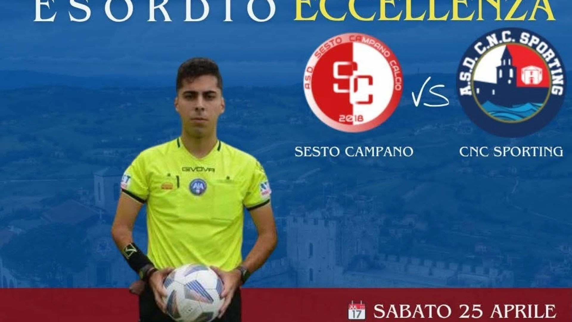 Fischietto al debutto: Antonio Di Gioia esordisce in Eccellenza