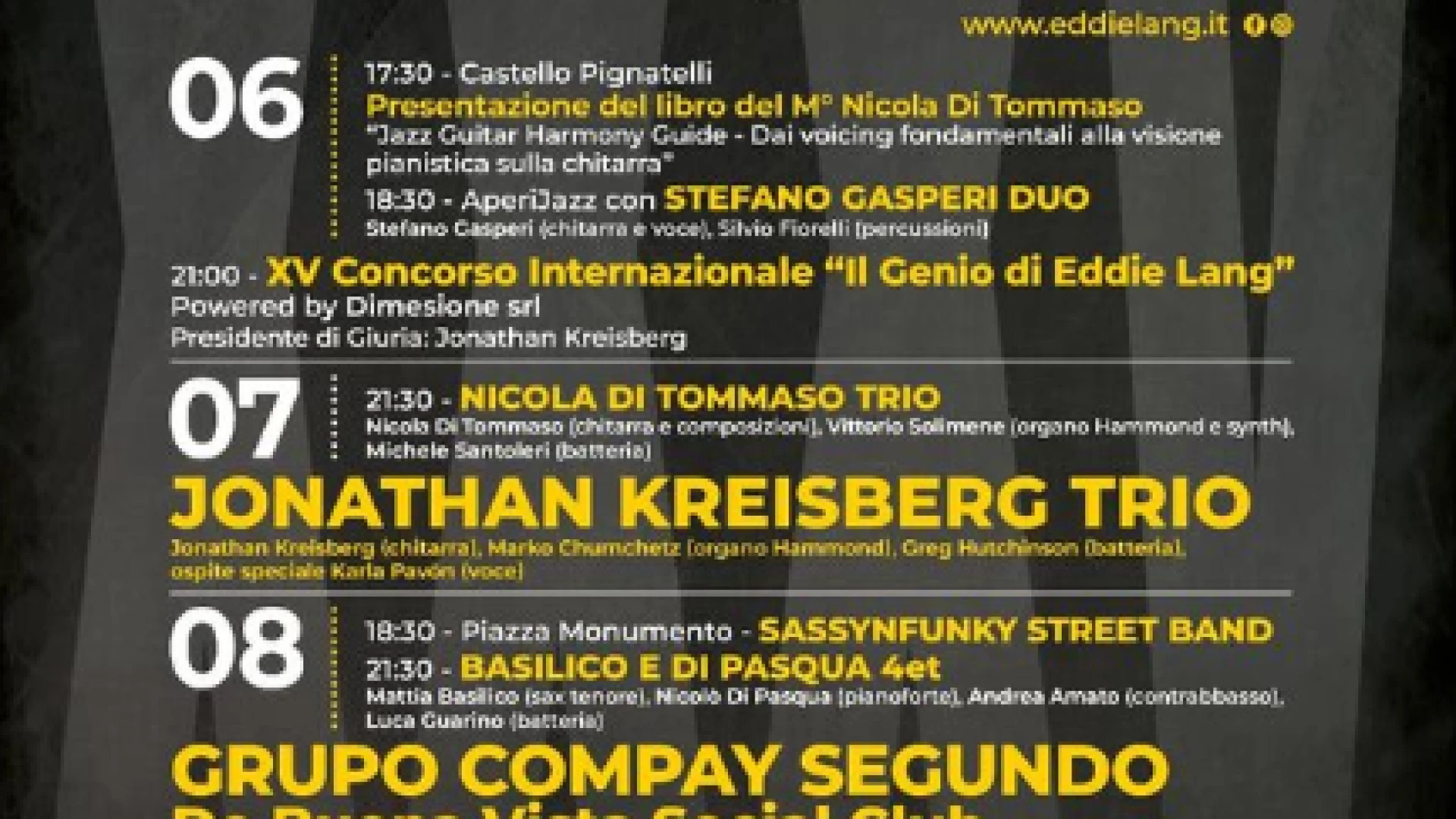 Torna l'Eddie Lang Jazz Festival: dal 6 al 9 agosto la XXXVª edizione accende il Castello Pignatelli tra star internazionali e giovani talenti