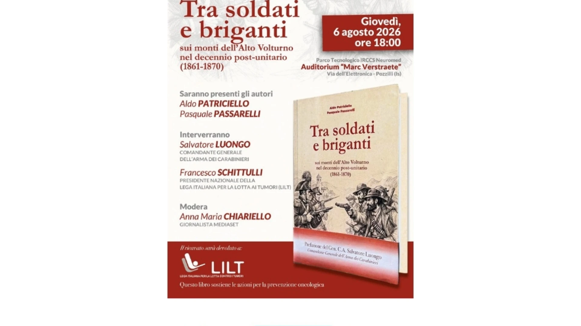Aldo Patriciello presenta alla stampa il suo libro “Tra soldati e briganti”