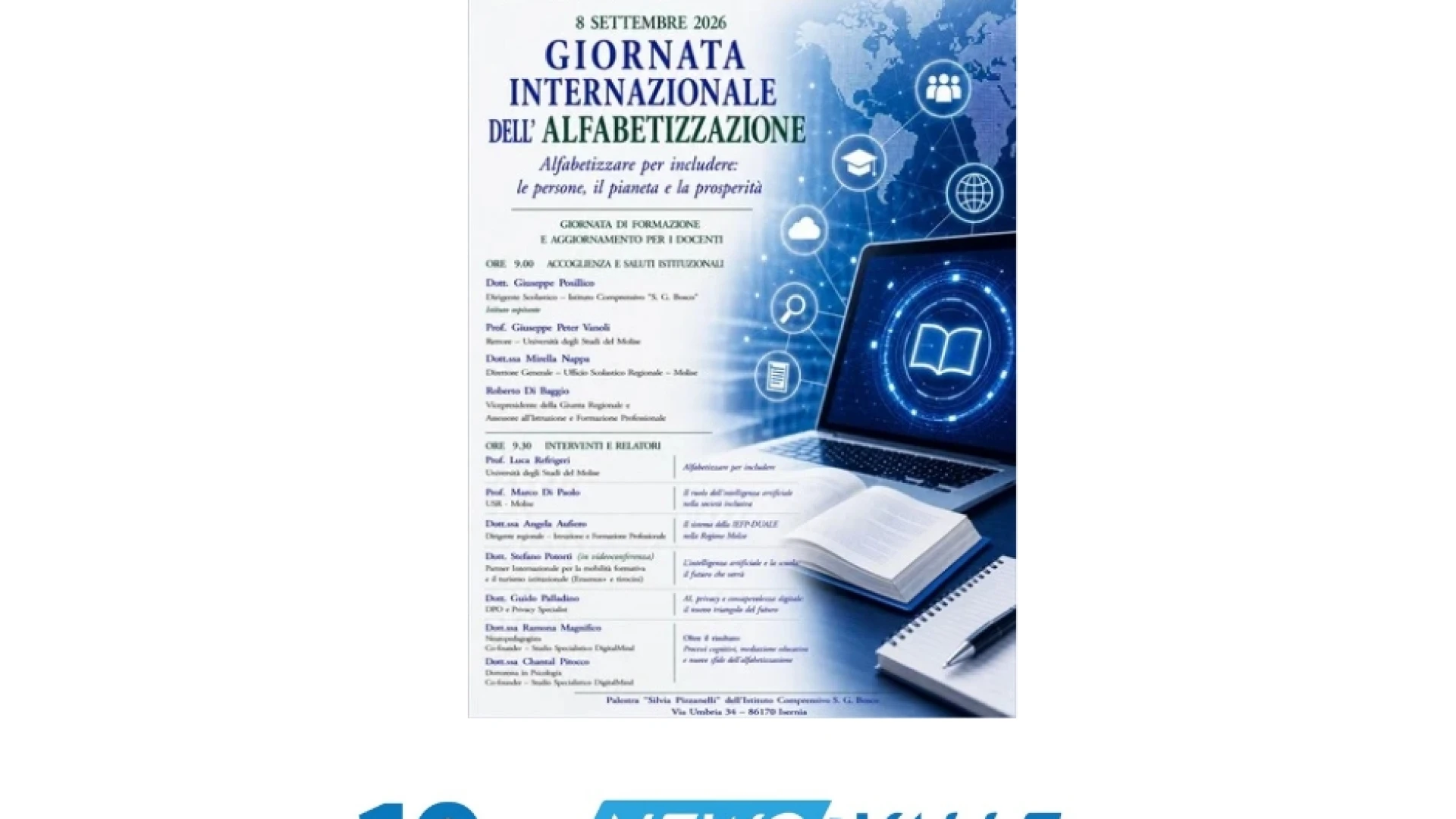 Giornata internazionale dell'Alfabetizzazione, appuntamento ad Isernia per un convegno martedi' 8 settembre 2026. (FOTO)