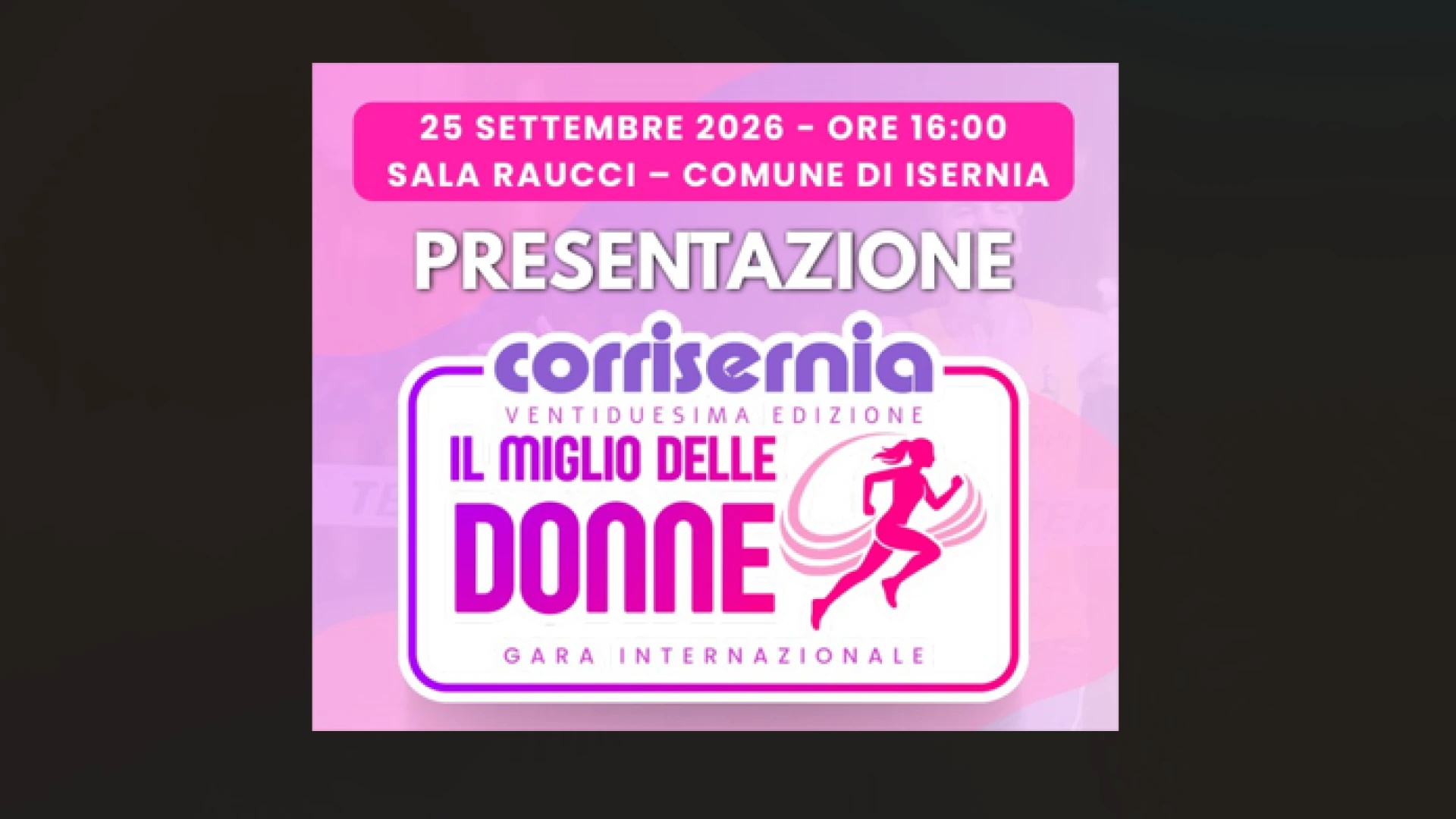 XXII Corisernia, la presentazione dell’evento venerdi 25 settembre. A seguire il convegno “Storie di donne dell’atletica molisana”.